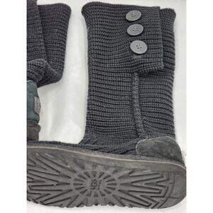 Ugg Boots Women Classic Cardy Winter Knitted Size 7 Black 5819 Mid Calf To Tall